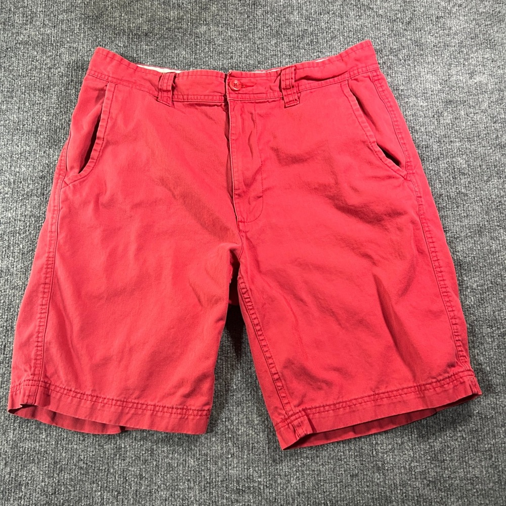 St Johns Bay Mens Red Chino Shorts Size 34 Cotton Flat Front Classic Casual